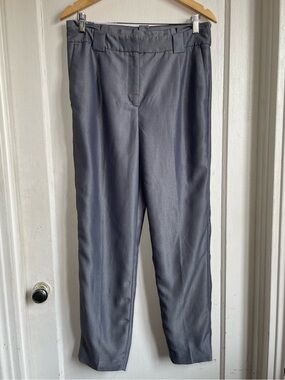 Express High Rise Ankle Pants 10R Gray Tailored Trousers Minimalist Workwear